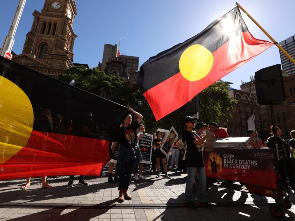 Prime minister Scott Morrison said his government had ‘freed the Aboriginal flag for Australians’ after securing copyright of the flag  (Getty)