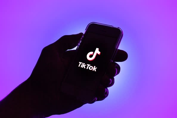 In this photo illustration, a TikTok logo is displayed on a smartphone.