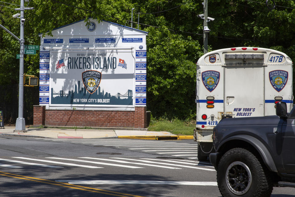 The Rikers Island jail complex is shown in the Bronx borough of New York, on Tuesday, May 7, 2024. (AP Photo/Ted Shaffrey)