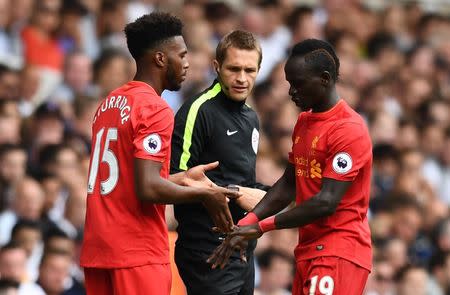 Football Soccer Britain - Tottenham Hotspur v Liverpool - Premier League - White Hart Lane - 27/8/16 Liverpool's Daniel Sturridge comes on as a substitute to replace Sadio Mane Reuters / Dylan Martinez Livepic