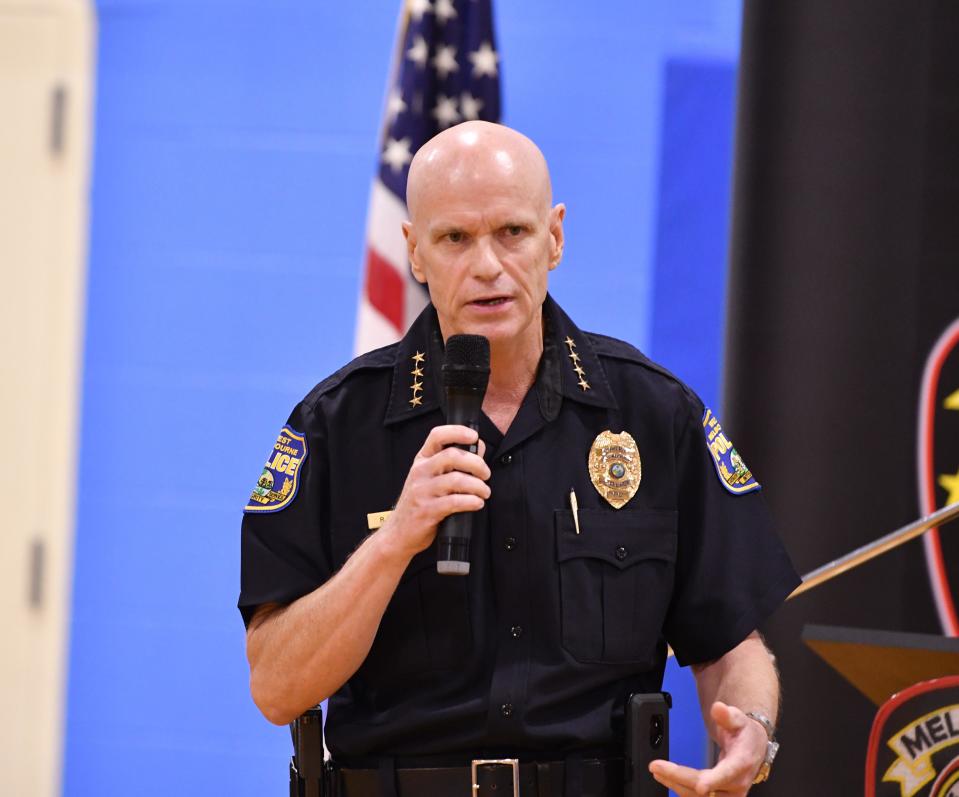 West Melbourne Police Chief Rick Wiley speaks during a June 2020 community dialogue event at the Grant Street Community Center in Melbourne.