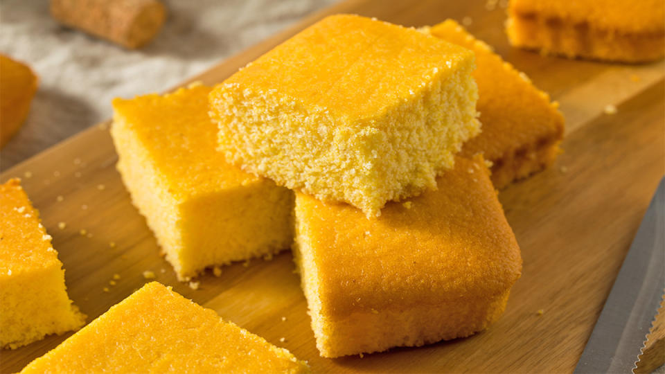 Homemade cornbread squares