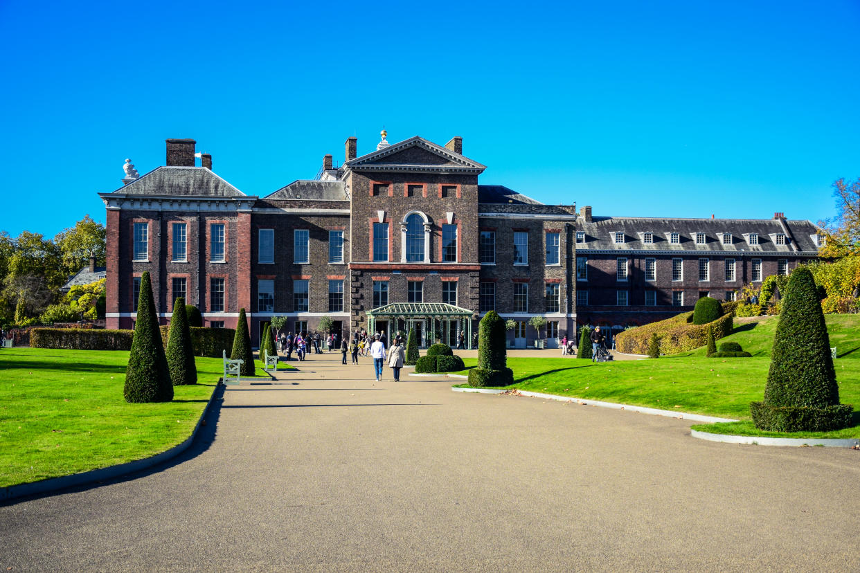 Kensington Palace, a royal residence set in Kensington Gardens, in the Royal Borough of Kensington and Chelsea in London, England, United Kingdom