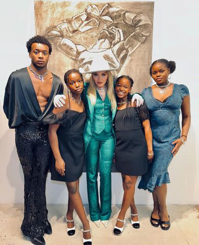 <p>Madonna/Instagram</p> Madonna with and her son David, her twins Stella and Estere and her daughter Mercy at the pop star's son Rocco Ritchie's art exhibition in Miami