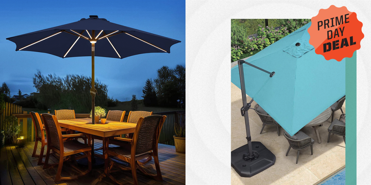 solar patio umbrella, cantilever umbrella, prime day deal