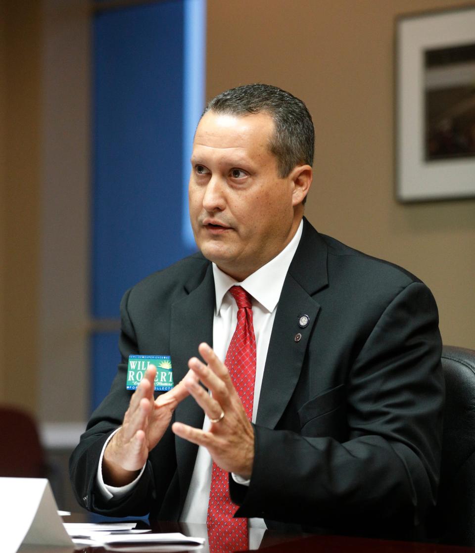 Will Roberts is seen during the Volusia County Tax Collector debate with David Santiago at the Daytona Beach News-Journal in Daytona Beach on Monday, July 27, 2020.