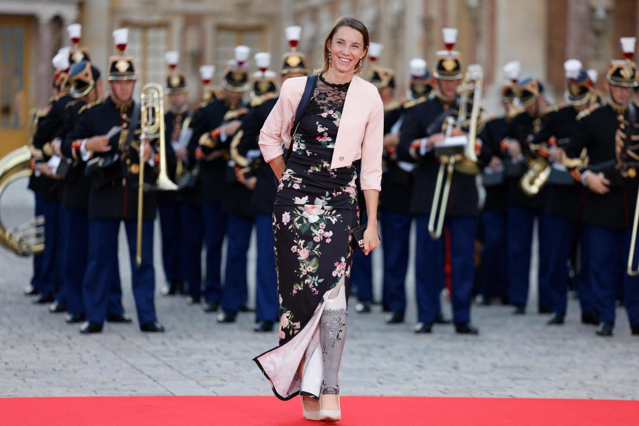 Paralympic athlete Marie-Amelie Le Fur arrives to attend a state banquet at the Palace of Versailles (AFP via Getty Images)