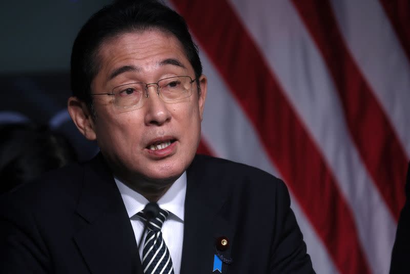 FILE PHOTO: Japan's Prime Minister Fumio Kishida joins U.S. Secretary of State Antony Blinken at NASA headquarters in Washington