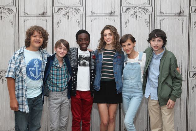 “Stranger Things” stars Gaten Matarazzo, Noah Schnapp, Caleb McLaughlin, Natalia Dyer, Brown and Finn Wolfhard in 2016. (Photo: Steve Zak Photography via Getty Images)