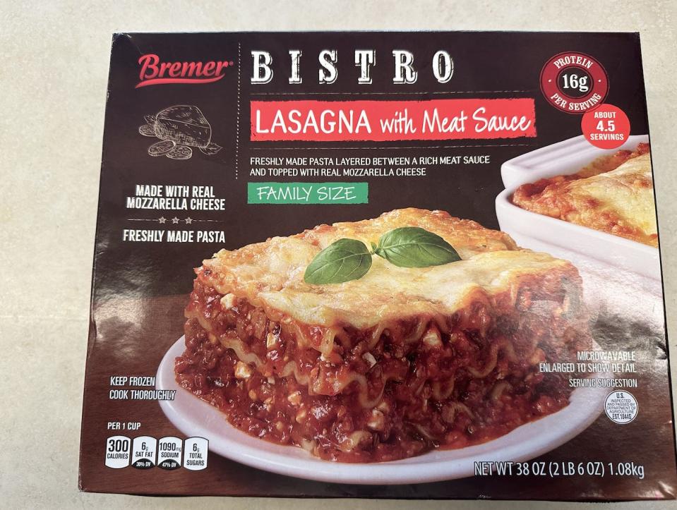 aldi bistro frozen lasagna with meat sauce
