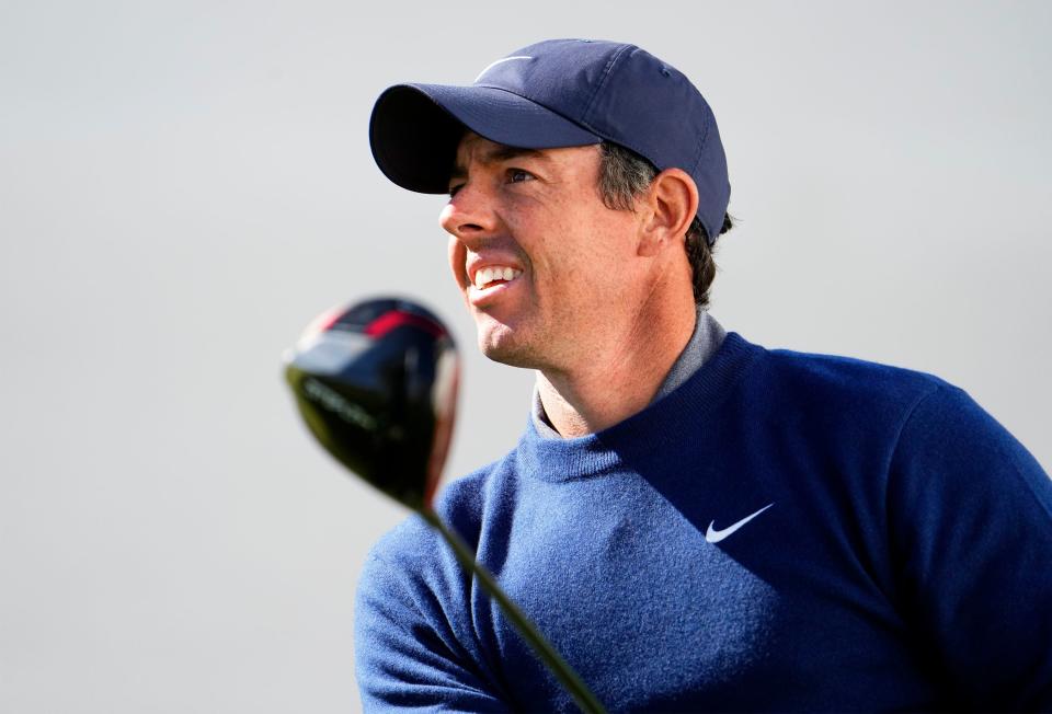 Feb 9, 2023; Scottsdale, AZ, USA; Rory McIlroy plays his tee shot on the 17th hole during round one of the WM Phoenix Open at TPC Scottsdale. Mandatory Credit: Rob Schumacher-Arizona Republic