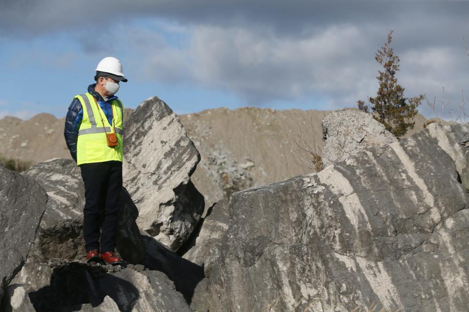 International Japanese garden designer Shiro Nakane checked out a big Southern Indiana quarry near Sellersburg to look for stones for a new garden to be constructed within Louisville’s Waterfront Botanical Gardens.April 7, 2022