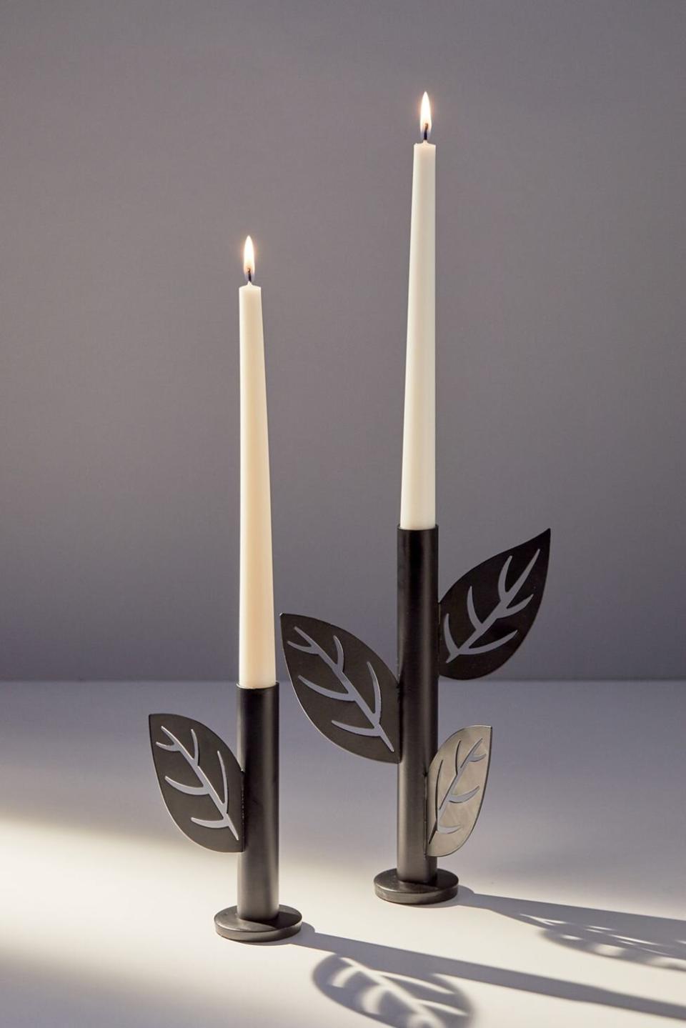 Floral Metal Taper Candle Holder