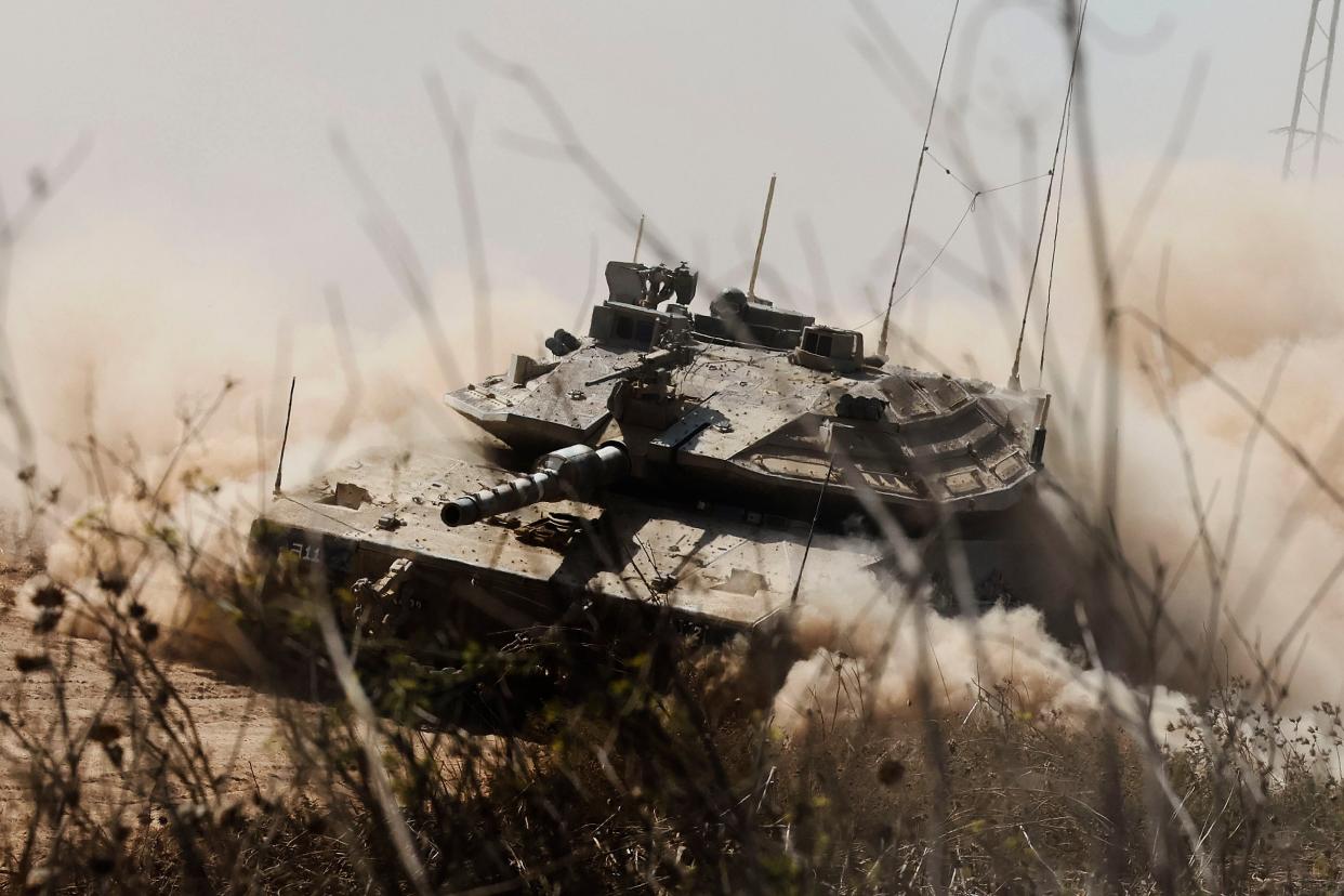 An Israeli battle tank in Sderot, southern Israel (EPA)