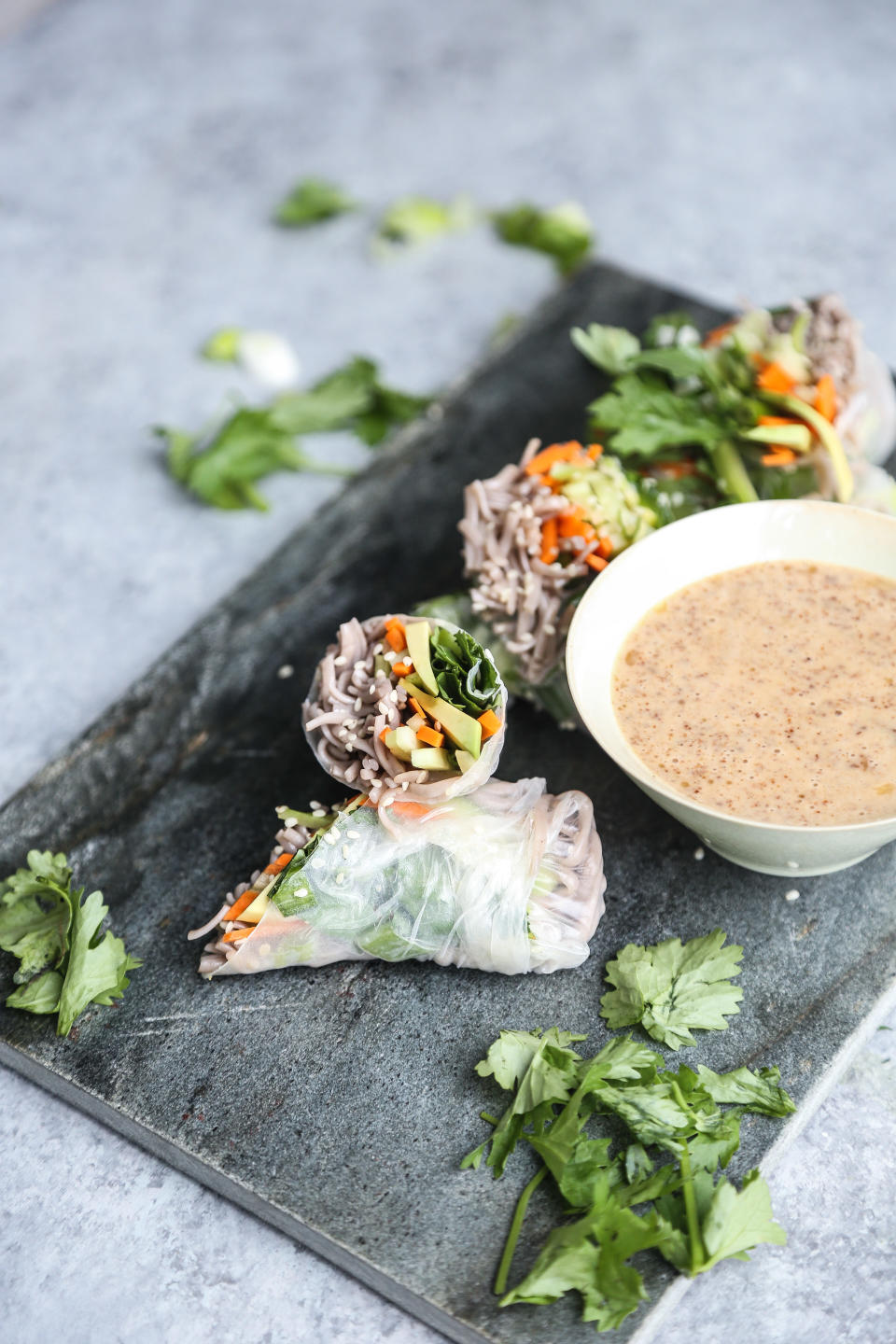 <strong>Get the <a href="https://feedmephoebe.com/soba-noodle-spring-rolls-recipe/" target="_blank">Fresh Sesame Soba Spring Rolls with Almond Butter Dipping Sauce recipe</a>&nbsp;from Feed Me Phoebe</strong>