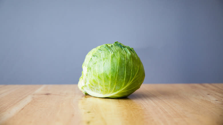 head of cabbage on table