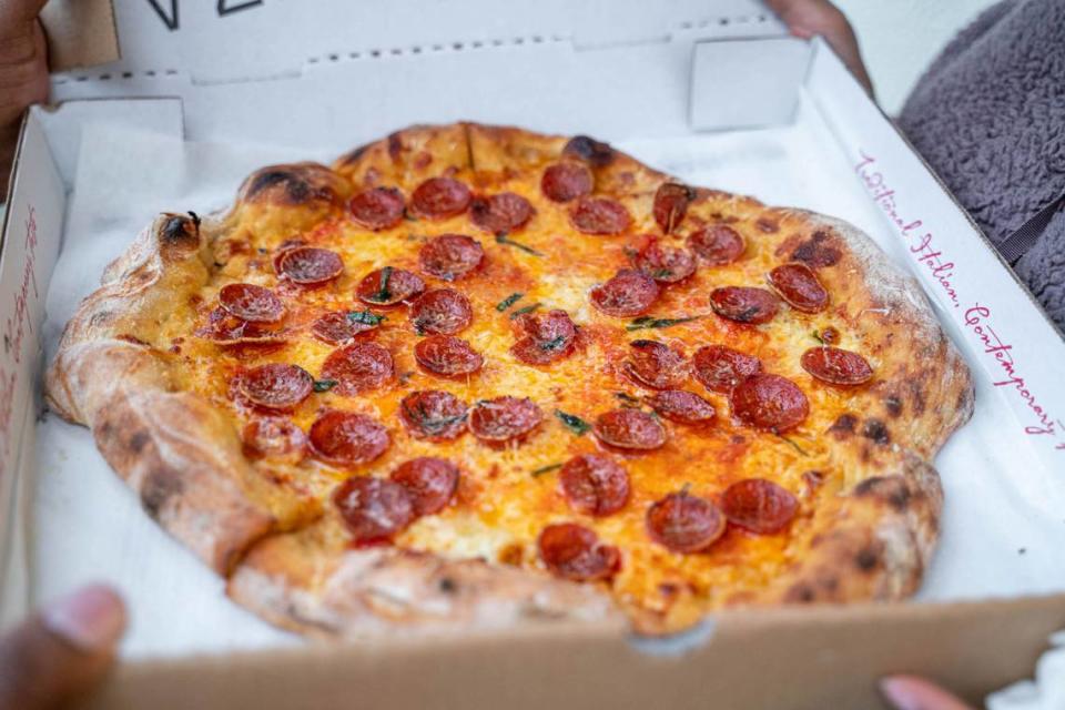 A pepperoni pizza from Bird Pizzeria.