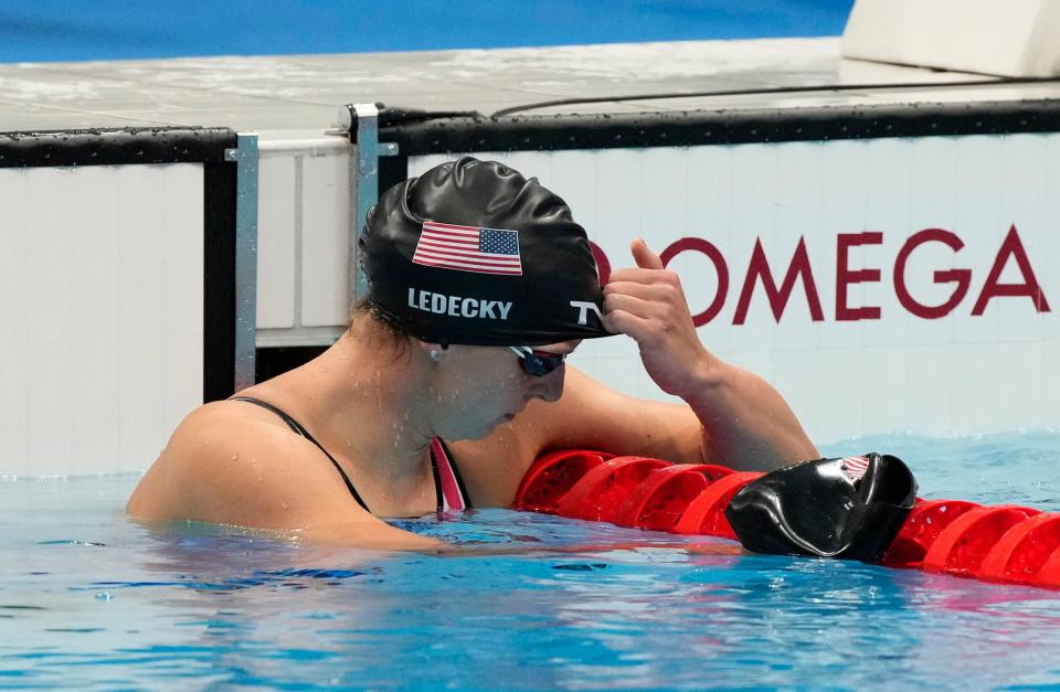 Katie Ledecky finished the women's 200m freestyle final in fifth place, then had to regroup for the 1500 free final later in the day.