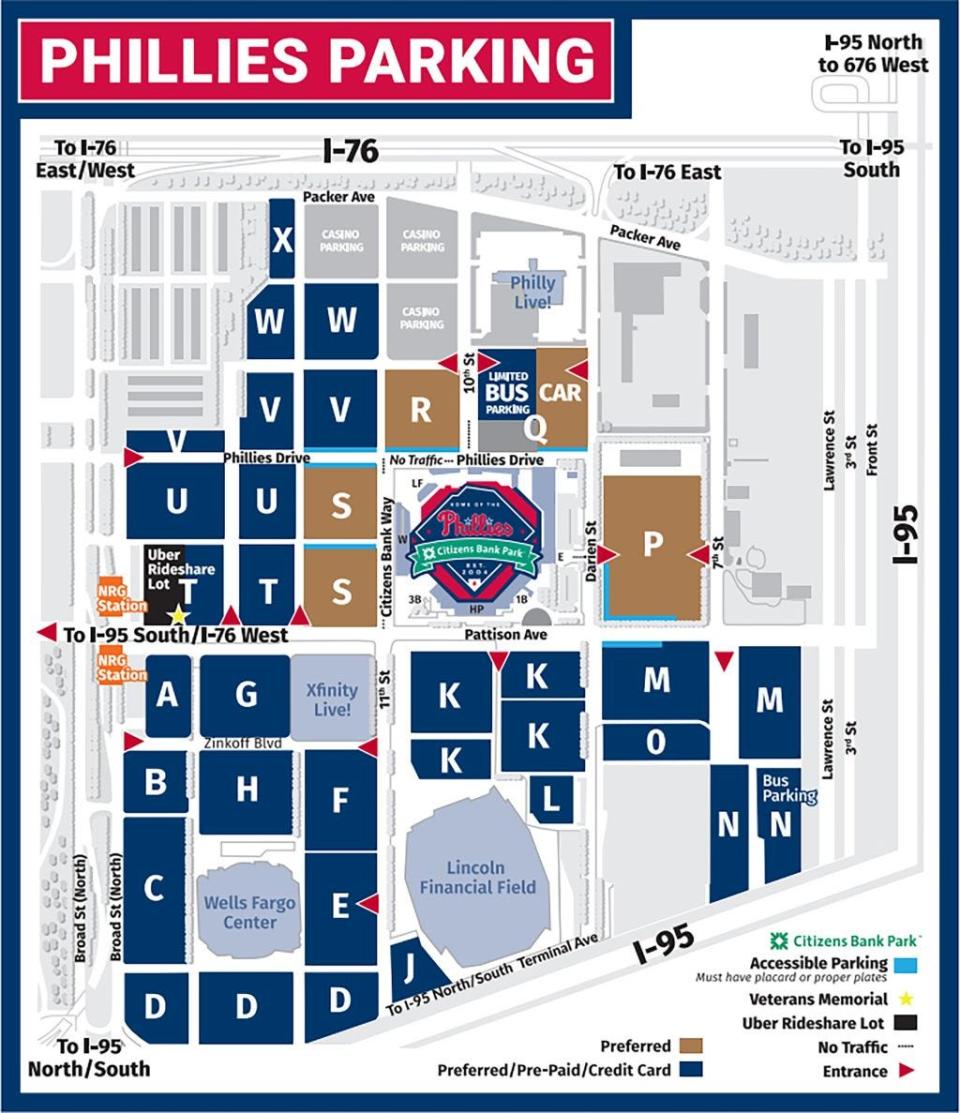 Here is a look at the Phillies parking lot map for Citizens Bank Park.