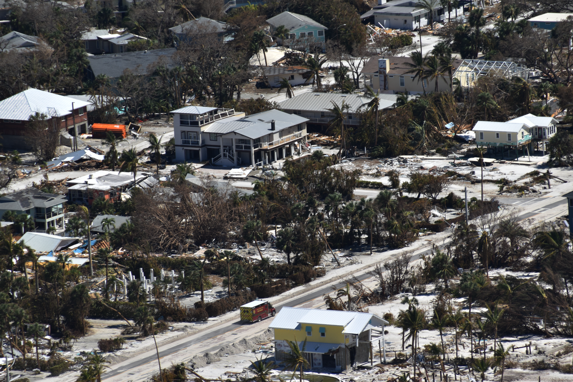 Fort Myers Beach from aerial view during a Coast Guard flight after Hurricane Ian on Sunday, Oct. 2, 2022.