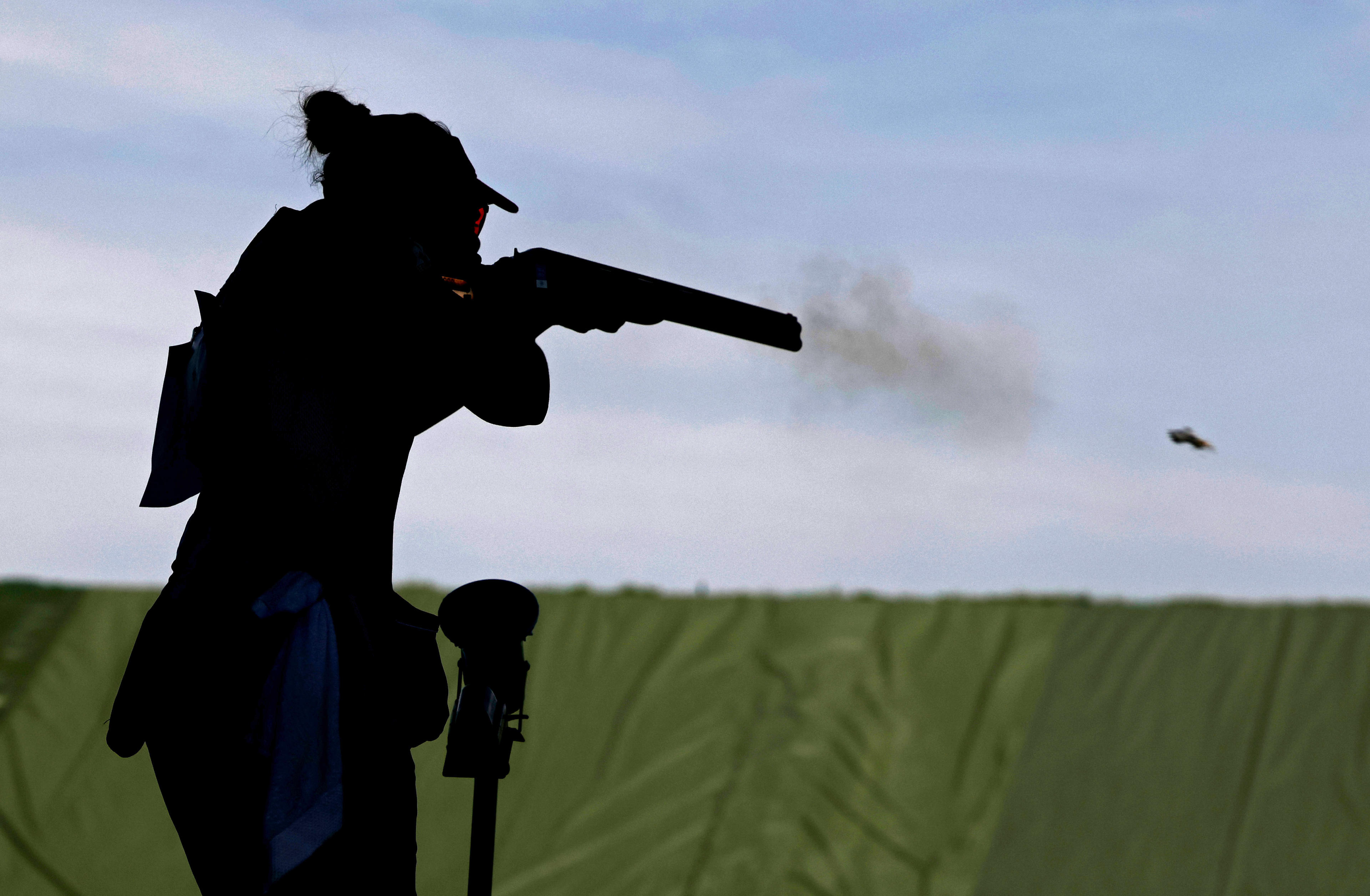 Carole Cormenier of Team France competes in the trap shooting qualification round.  (Photo by Charles McQuillan/Getty Images)