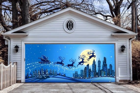 6) Christmas Wall Art Christmas Double Garage Door Cover | Etsy