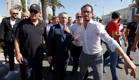 Nabil Karoui, businessman and owner of the private channel Nessma arrives at the Financial and Economic Judiciary pole in Tunis