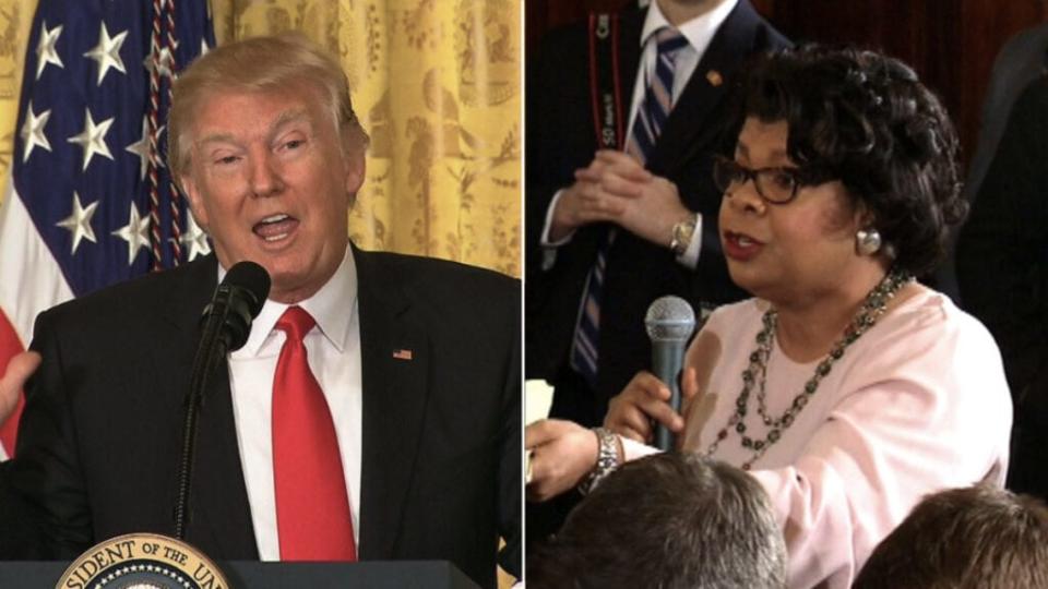 During a February 2017 press conference, April Ryan asked then-President Trump if he planned to meet with the Congressional Black Caucus, to which he responded, “Are they friends of yours?”