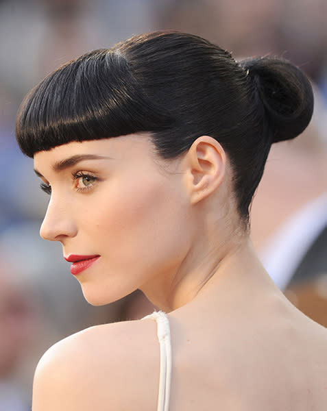 Rooney Mara<br> She may have sported a harsh look in “The Girl with the Dragon Tattoo,” but off-screen ladies were swooning over her blunt baby bangs. The key to her look is extending the fringe outward almost to your ears. Mara has since outgrown the haircut she wore last year, but scores of imitators are still devoted to this style.