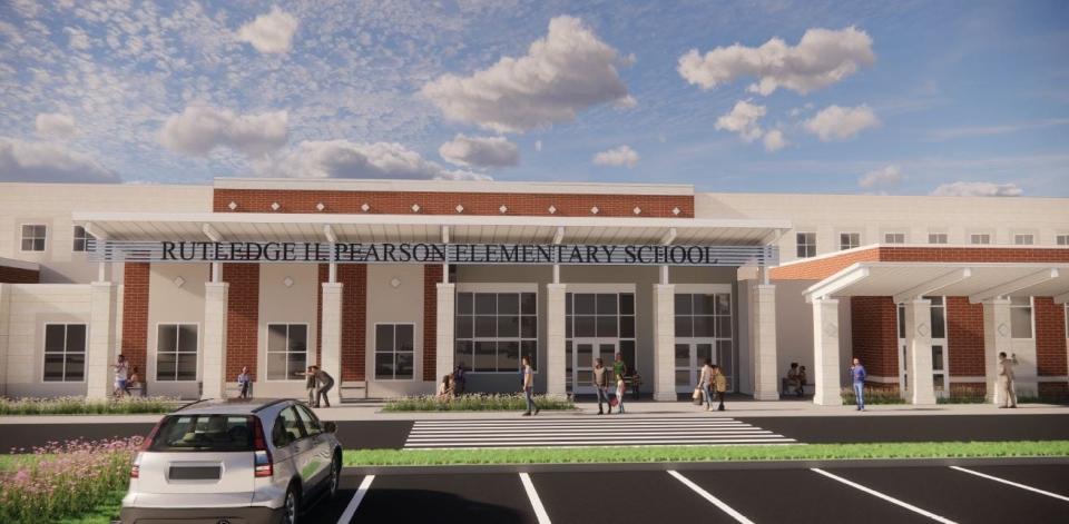 A mockup of the new Rutledge H. Pearson Elementary School building, which is being funded by the Duval half-cent sales tax.