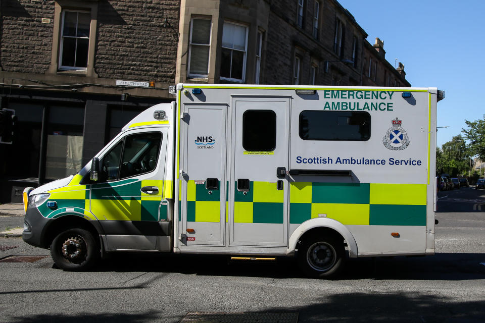 EDINBURGH, UNITED KINGDOM - 2021/07/15: The Scottish Ambulance Service attends an emergency in Edinburgh, Scotland. (Photo by Dinendra Haria/SOPA Images/LightRocket via Getty Images)