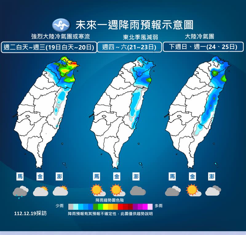 未來一周降雨趨勢。（圖／中央氣象署）