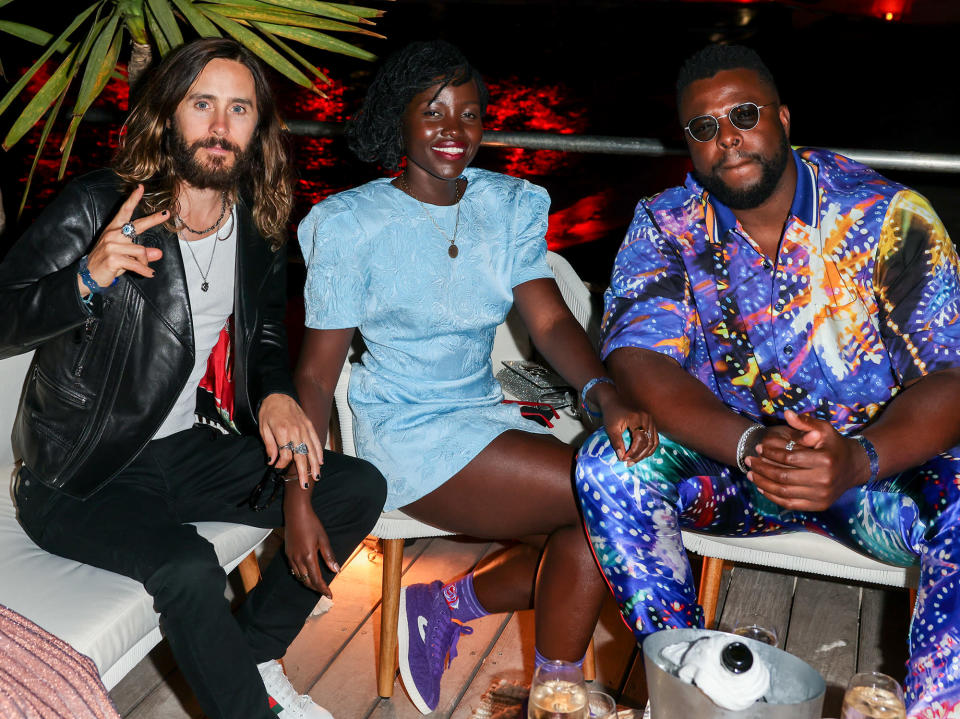 <p>Jared Leto, Lupita Nyong'o and Winston Duke make for one cool trio on June 22 while hanging at Spotify Beach at the Cannes Lions festival in France. </p>
