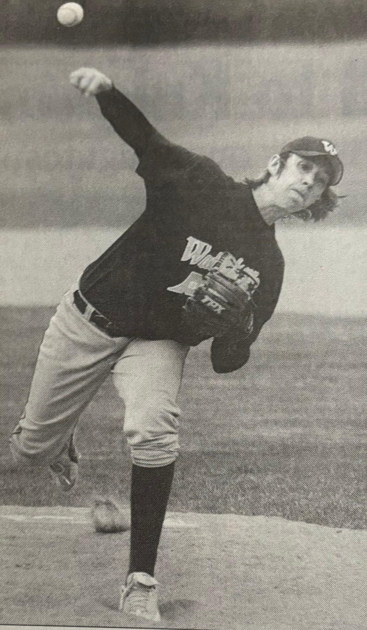 Watertown's Zack Bierscheid throws to the plate during a 2007 high school baseball doubleheader at Watertown Stadium.