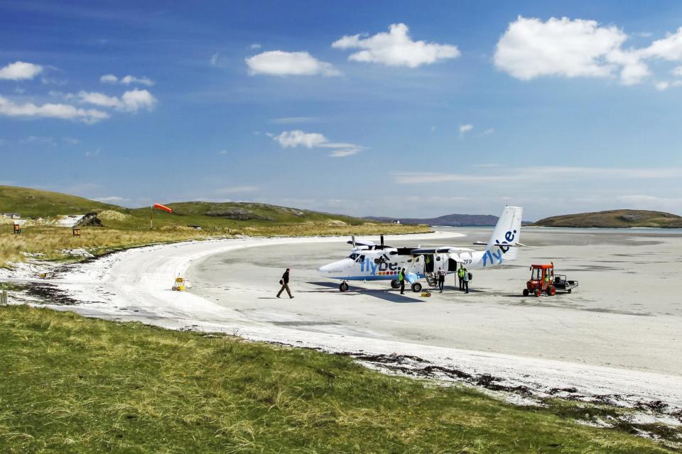 Barra island in the Outer Hebrides has what is claimed to be the world’s only scheduled beach landing by a commercial aircraft: VisitScotland