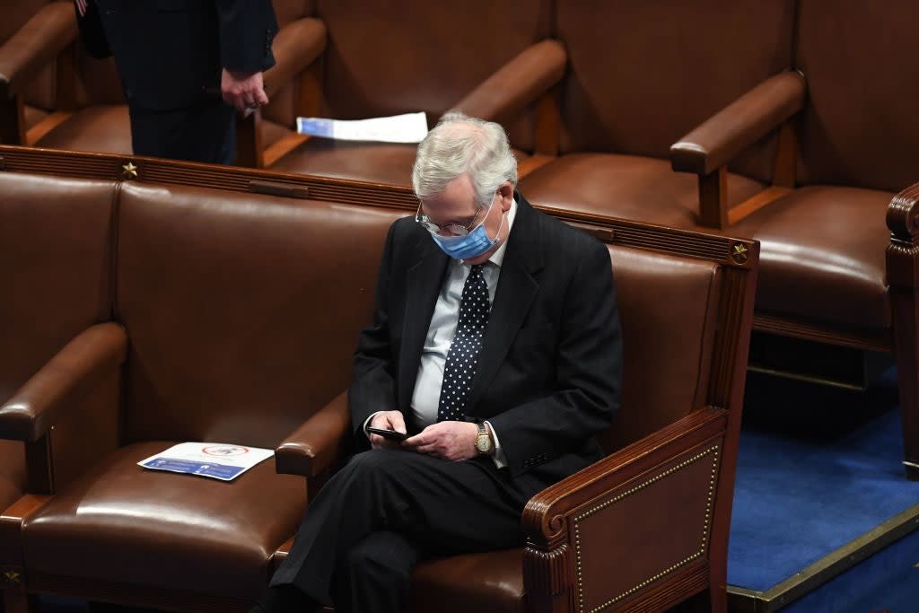 Senate Majority Leader Mitch McConnell holds the fate of the Republican party in his hands. (AFP via Getty Images)