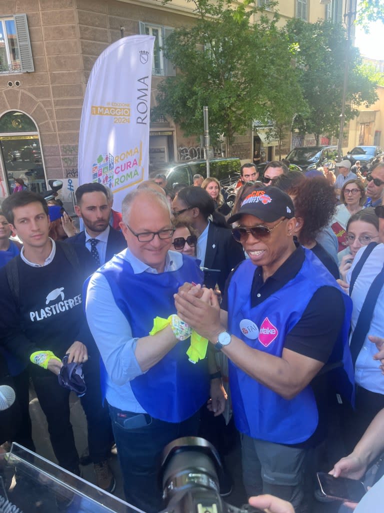 Later on Saturday, Adams was seen palling around the Eternal Ciy with Rome Mayor Roberto Gualtieri. Craig McCarthy/NYPost