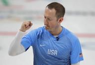 Curling - Pyeongchang 2018 Winter Olympics - Men's Round Robin - Britain v U.S. - Gangneung Curling Center - Gangneung, South Korea - February 21, 2018 - Tyler George of the U.S. celebrates after defeating Britain. REUTERS/Phil Noble