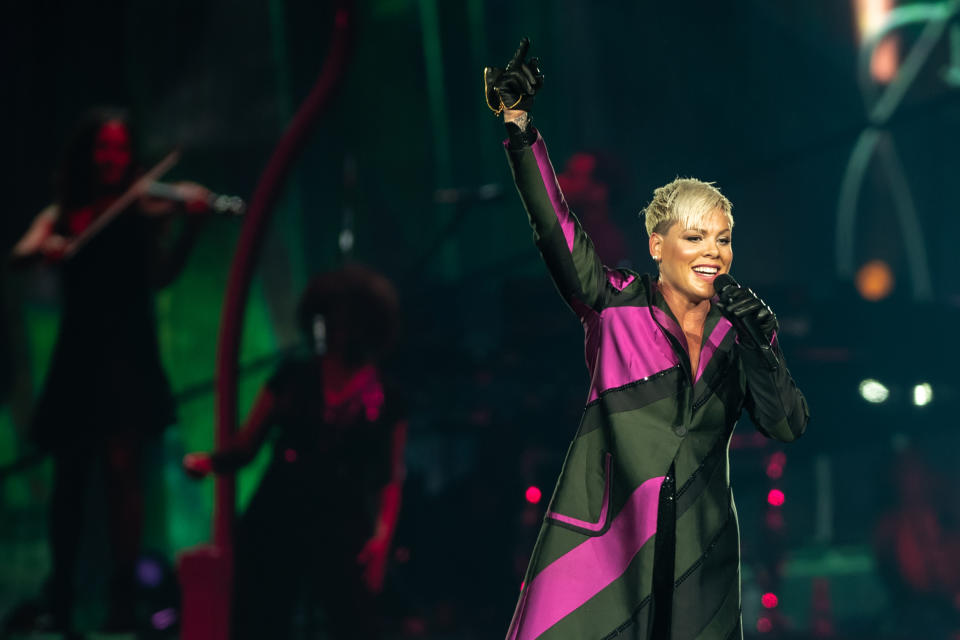 Pink performs at Brisbane Entertainment Centre on August 14, 2018 in Brisbane, Australia.