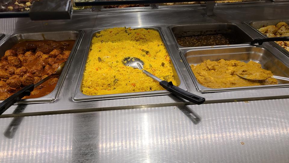 Whole Food's hot bar's Indian selections, $12 per pound.