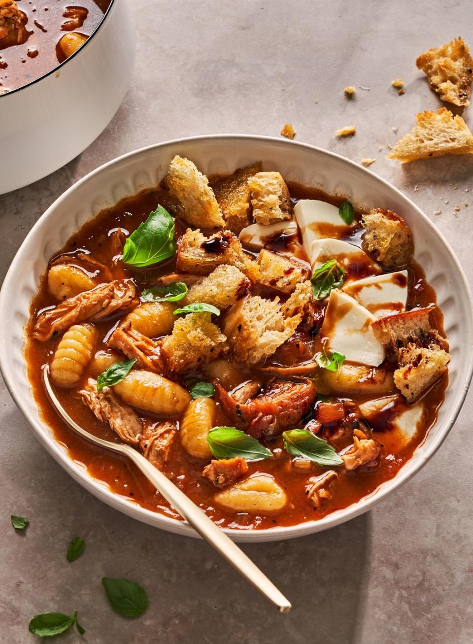 Caprese Chicken Gnocchi Soup