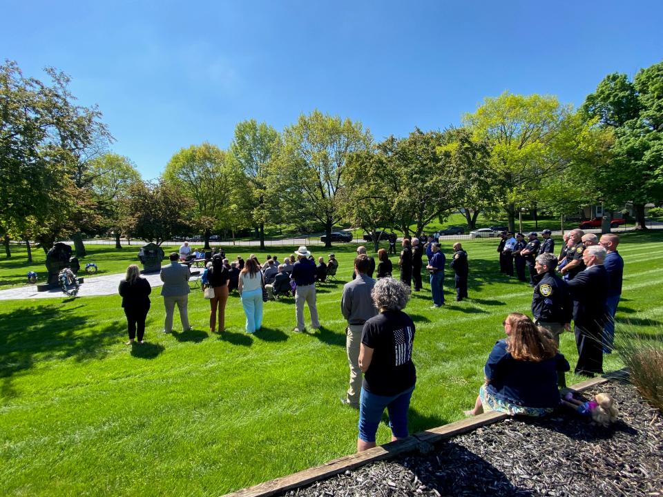 Members of Lenawee County’s law enforcement community and relatives of officers who have died in the line of duty in the county gathered Monday for the annual Peace Officers Memorial Day service at Oakwood Cemetery in Adrian.