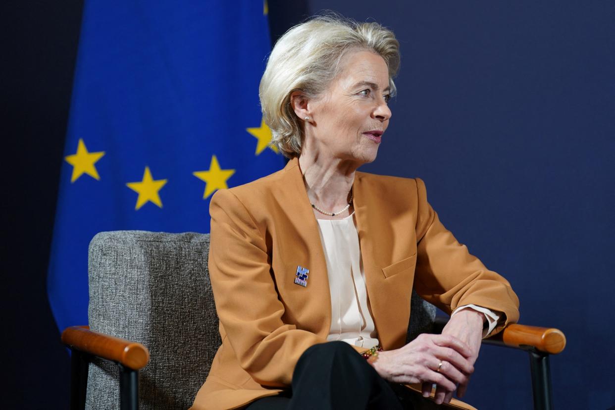 La présidente de la Commission européenne Ursula von der Leyen, le 2 novembre 2023. (Photo by Joe Giddens / POOL / AFP) 