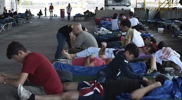 Migrants inside a migrant care center in Nickelsdorf Austria, 30 August 2015, on the border to Austria, Hungary. Hungary is one of the countries bearing the brunt of the migration push with many of the asylum seekers who make it to Greece traveling through the Balkans to reach Hungary, which they see as a transit point to countries further west in the European Union. Source: AAP