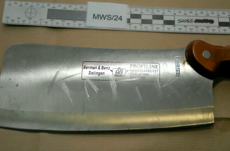 <em>A meat cleaver with ‘kafir’ scratched into is was found in the car (SWNS)</em>