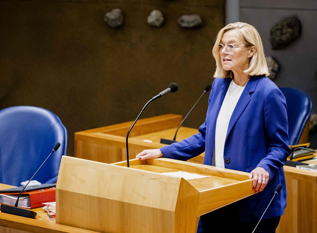 Sigrid Kaag speaks at the House of Representatives in the Hague, on September 16 (ANP/AFP via Getty Images)