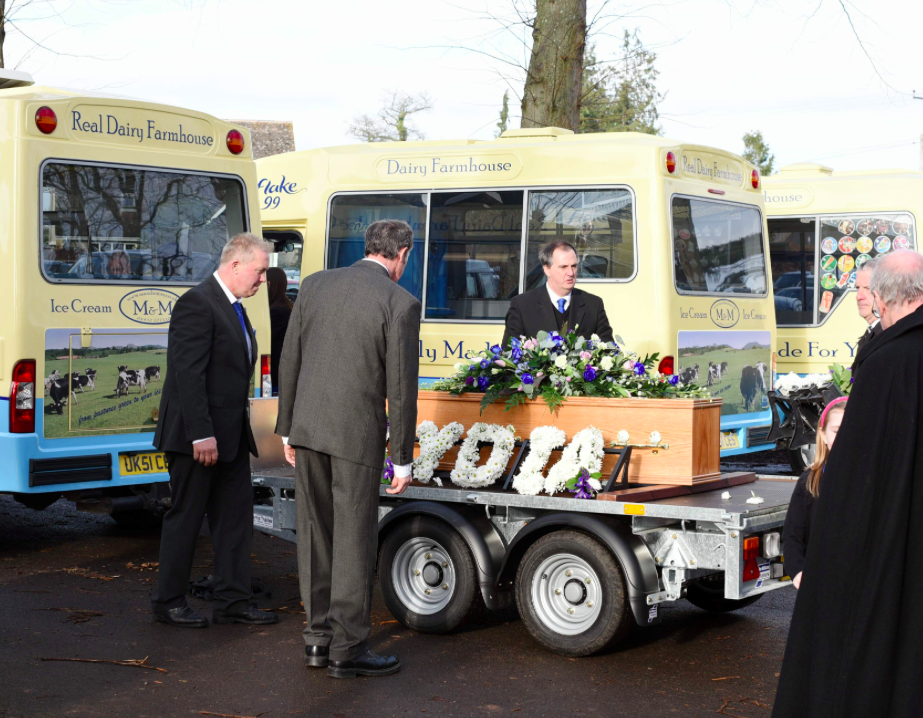 <em>Free cones were handed out to mourners after the funeral (SWNS)</em>