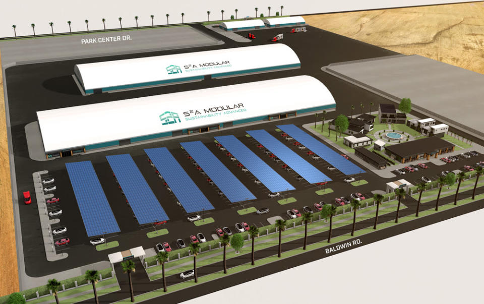 Rendering of S2A Modular manufacturing factory in California (delivery scheduled for early 2021). Provided by S2A Modular. 