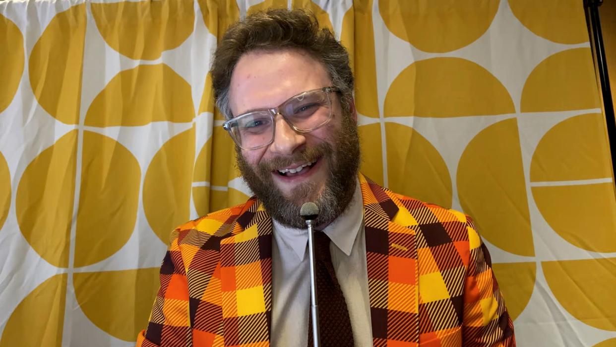 UNSPECIFIED - OCTOBER 21: In this screengrab, host and HFC founder Seth Rogen speaks during Hilarity For Charity's Head To Head Virtual Game Night, hosted by Seth Rogen, presented by Biogen, on October 21, 2020. Hilarity For Charity's Head To Head Virtual Game Night is a 70s-themed fundraiser benefitting Alzheimer’s awareness. (Photo by Getty Images/Getty Images for Hilarity for Charity)