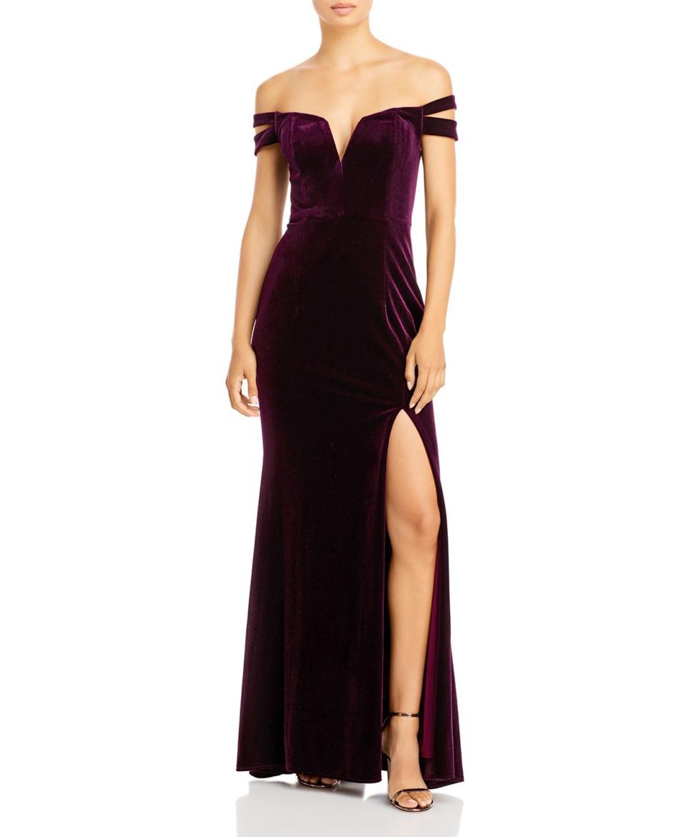 Off-the-Shoulder Velvet Gown